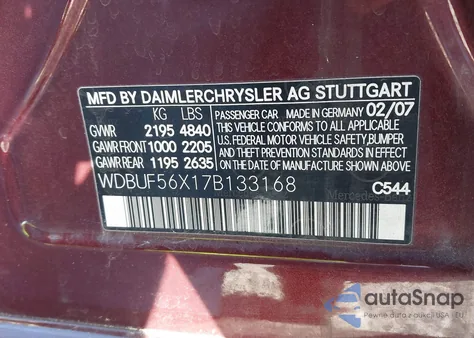 2007 Mercedes-Benz E 350 из США, поврежденный, VIN WDBUF56X17B133168